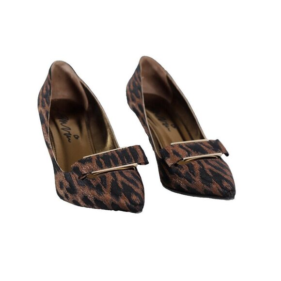 Lanvin Women's Size 38.5 Brown Black Leopard Pumps Pointed Toe Stiletto Heel - Picture 5 of 10